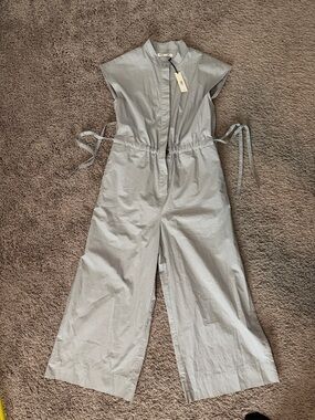 NWT Light Gray Wide-Leg Jumpsuit with Tie Waist